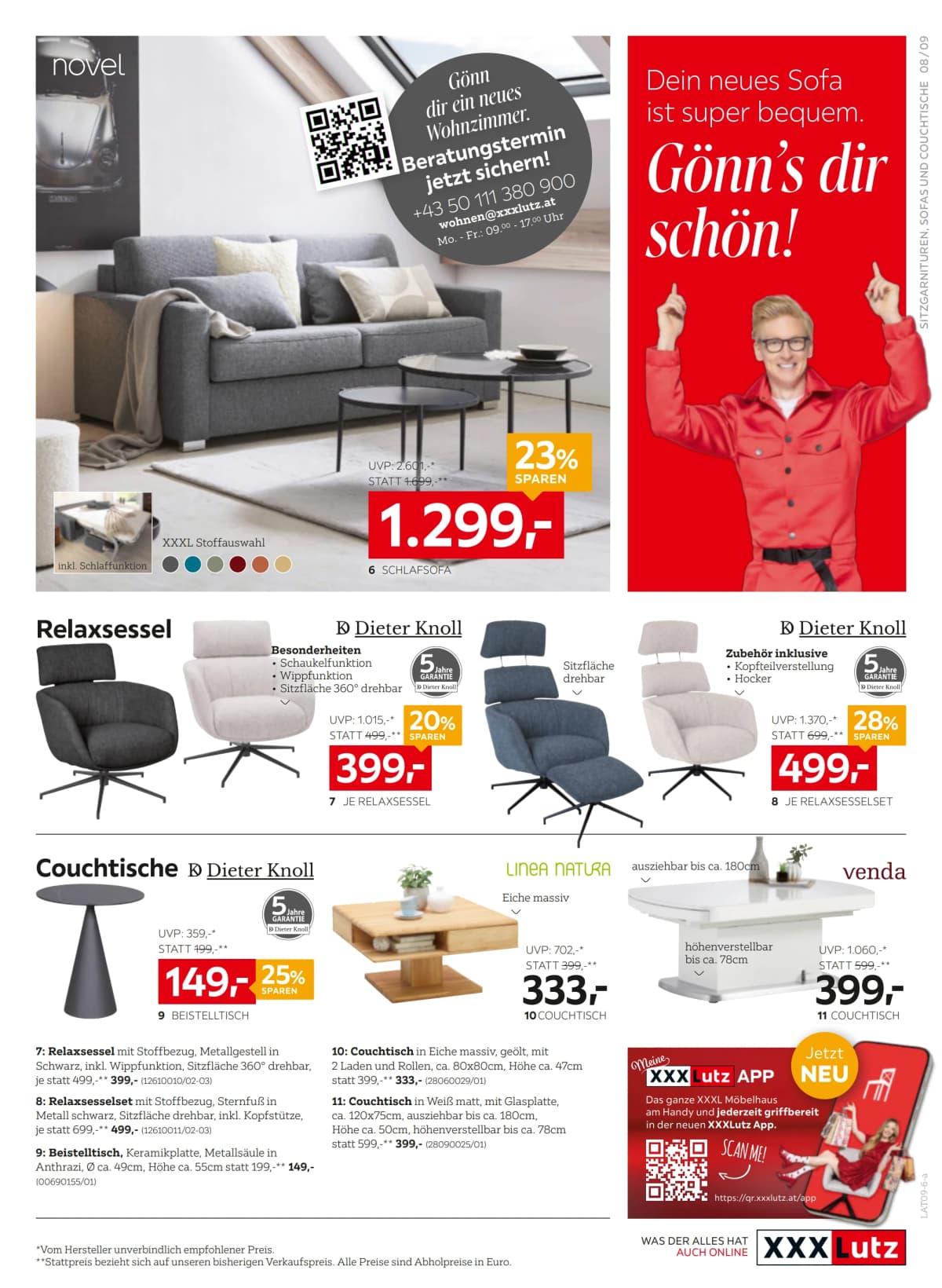 Seite 9 des XXXLutz Flugblatts – 20% Einkauf Sparen ab 09.09.2026.