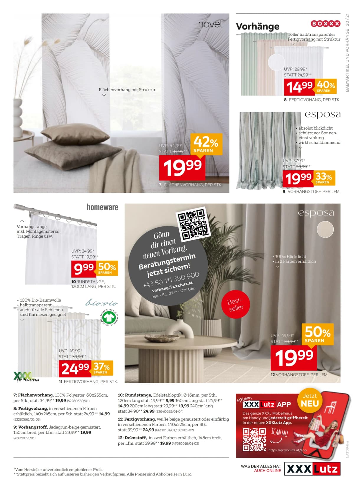 Seite 21 des XXXLutz Flugblatts – 20% Einkauf Sparen ab 09.09.2026.