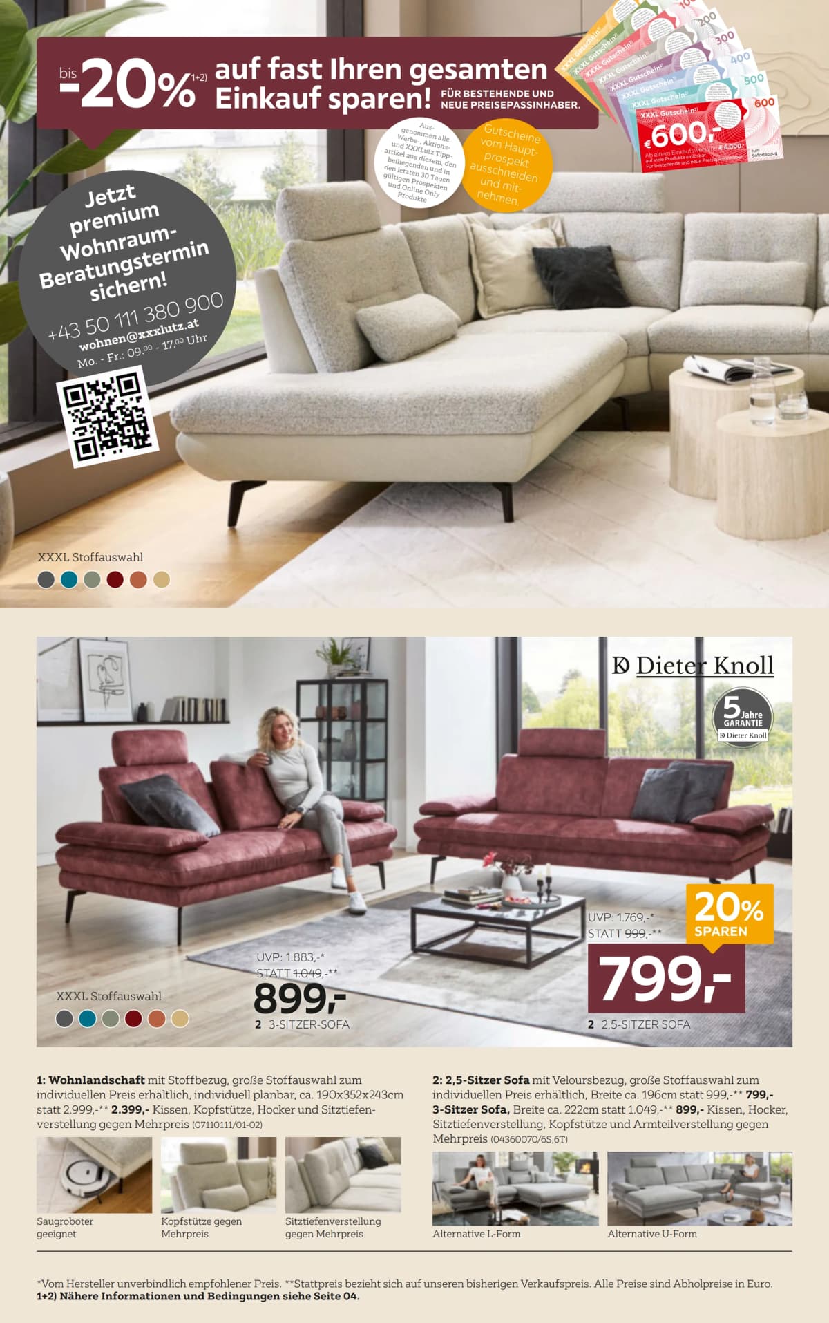 Seite 2 des XXXLutz Flugblatts – Bis zu 20% Sparen!