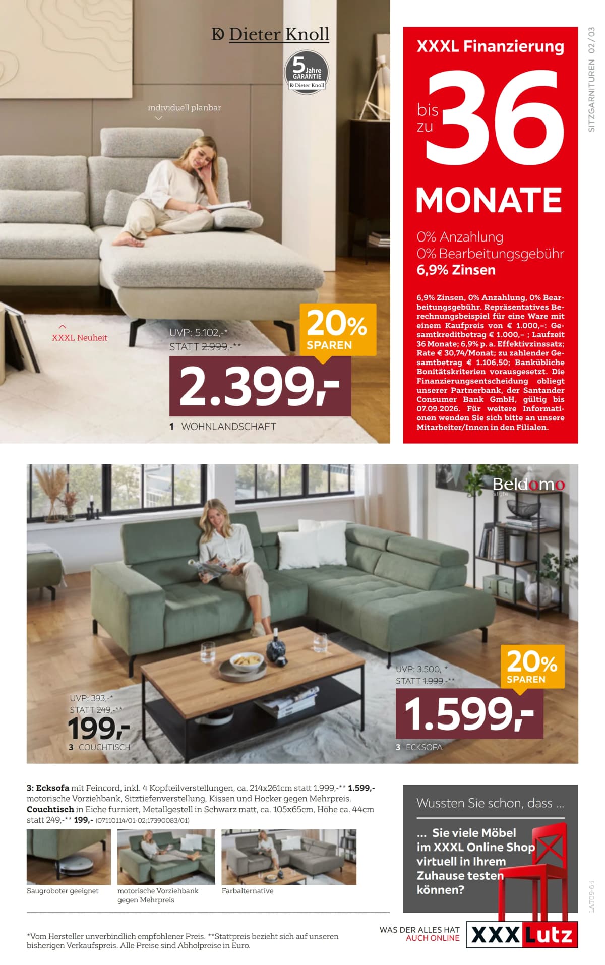 Seite 3 des XXXLutz Flugblatts – Bis zu 20% Sparen!