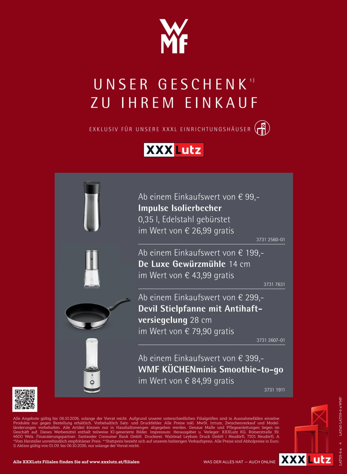 Seite 4 des XXXLutz Flugblatts – Gemacht für Genus ab 09.09.2026.