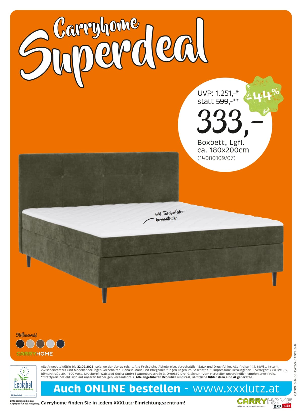 Seite 8 des XXXLutz Flugblatts – Carry Home ab 08.09.2026.