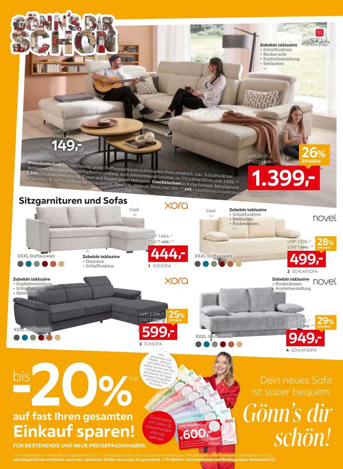Seite 4 des XXXLutz Flugblatts – Bis zu 20% ab 08.09.2026.