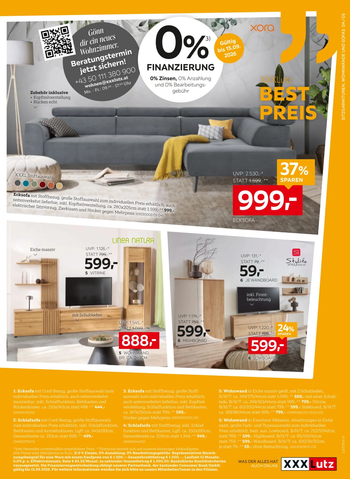 Seite 5 des XXXLutz Flugblatts – Bis zu 20% ab 08.09.2026.