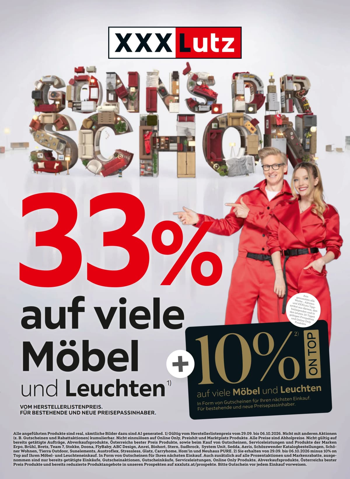 Titelblatt des XXXLutz Prospekts 33% auf viele Möbel
