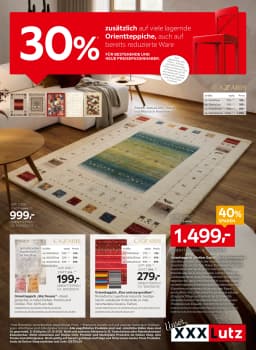 Seite 1 des XXXLutz Prospekts 30% auf viele Orientteppiche
