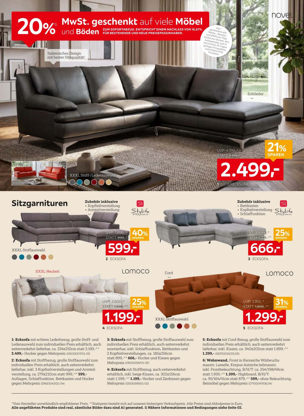 Seite 6 des XXXLutz Flugblatts – 20% Mwst. geschenkt