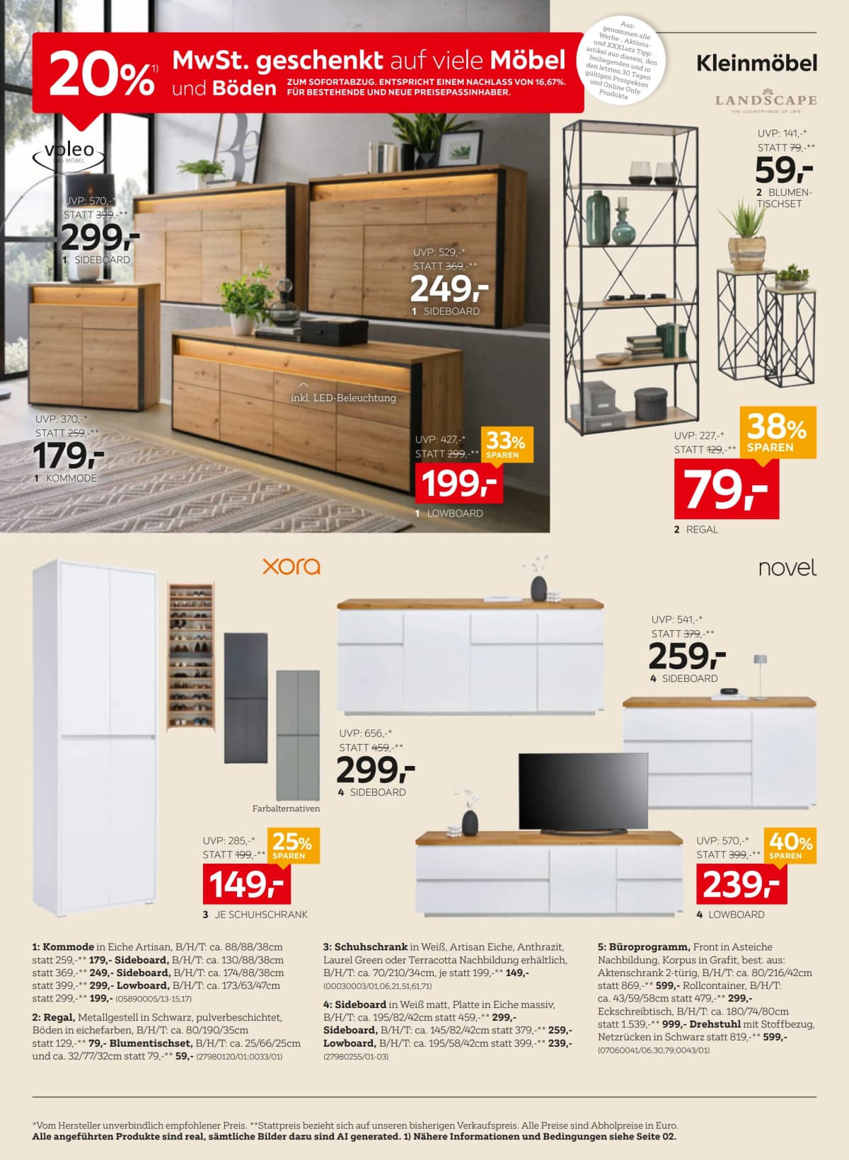Seite 10 des XXXLutz Flugblatts – 20% Mwst. geschenkt