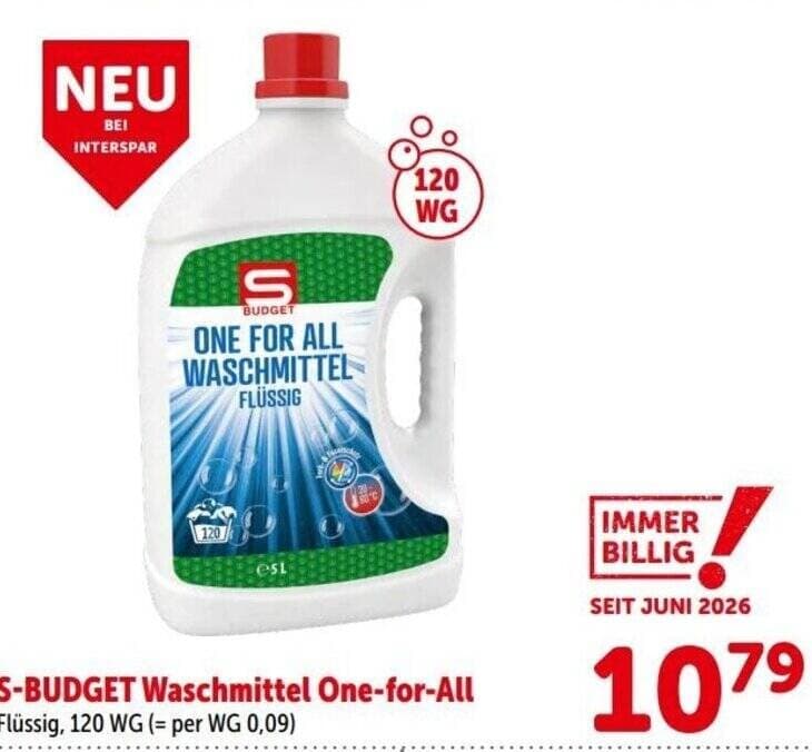 S-Budget Waschmittel One-for-all 120 Wäschen Angebot bei Maximarkt