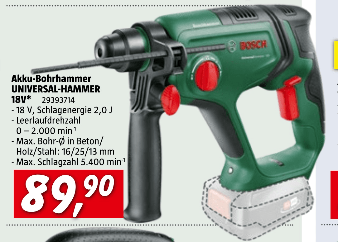 Akku-Bohrhammer UNIVERSAL-HAMMER 18V Bosch – Bauhaus