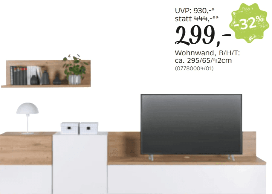 Wohnwand B/H/T: ca. 295/65/42 cm Angebot bei XXXLutz
