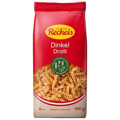 Recheis Goldmarke helle Vollkorn od. Naturgenuss Dinkel Teigwaren, 400/500 g – Adeg
