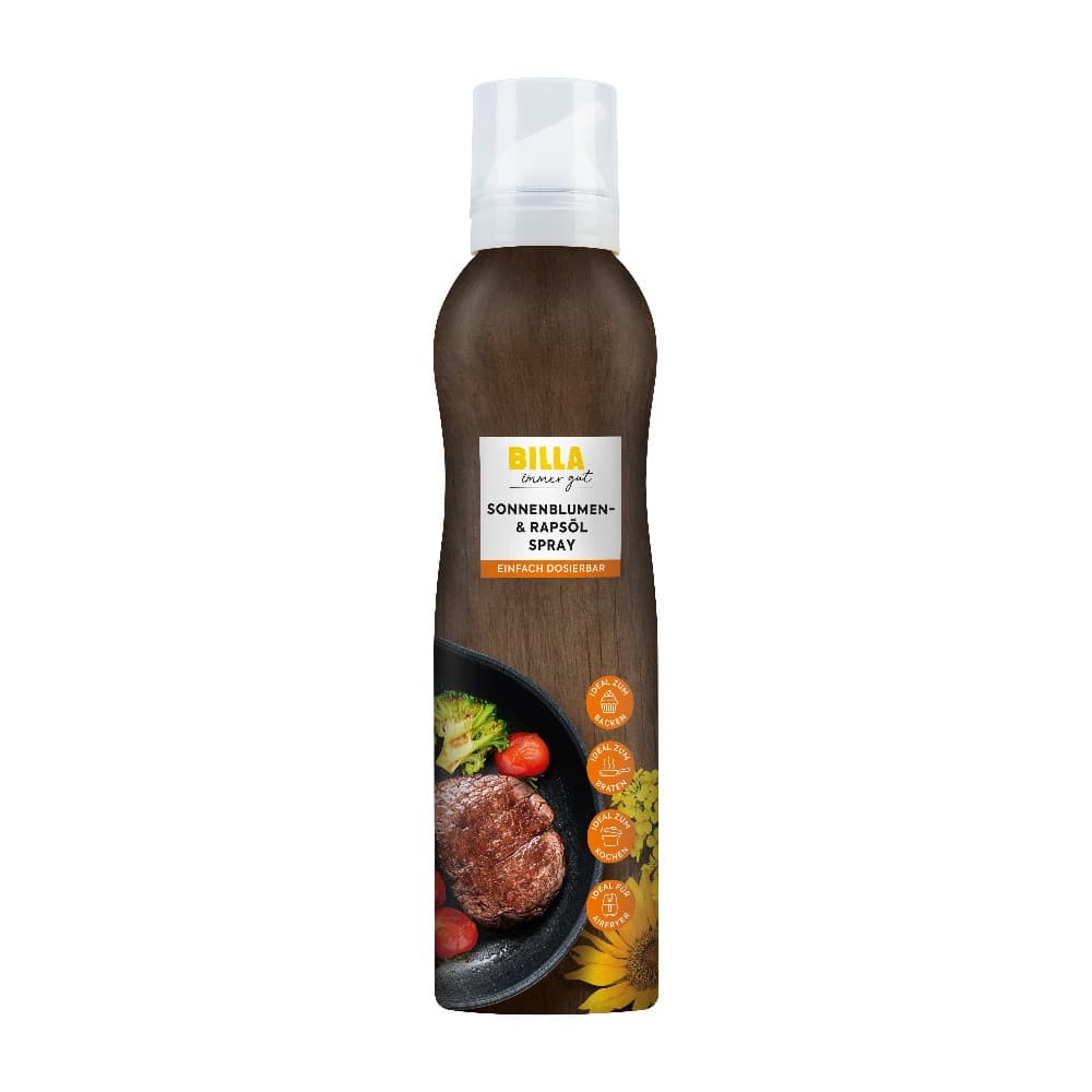 BILLA immer gut Sonnenblumen- & Rapsöl-Spray, 0,2 Liter Dose – Billa