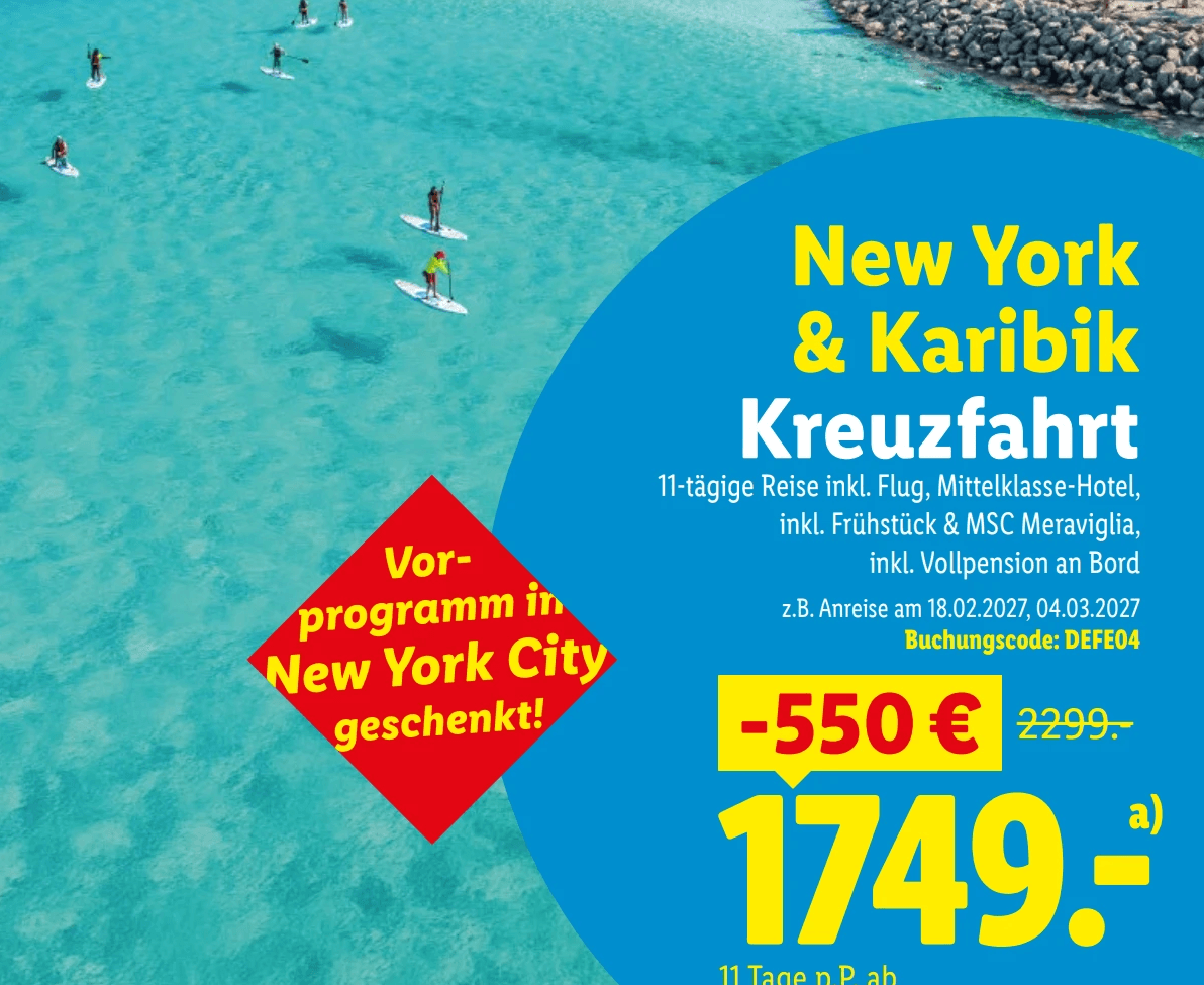 New York & Karibik Kreuzfahrt – MSC Meraviglia, 11 Tage – Lidl Reisen