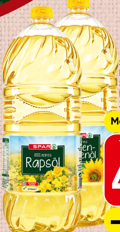 Raps- oder Sonnenblumenöl, 2 Liter Spar – Spar