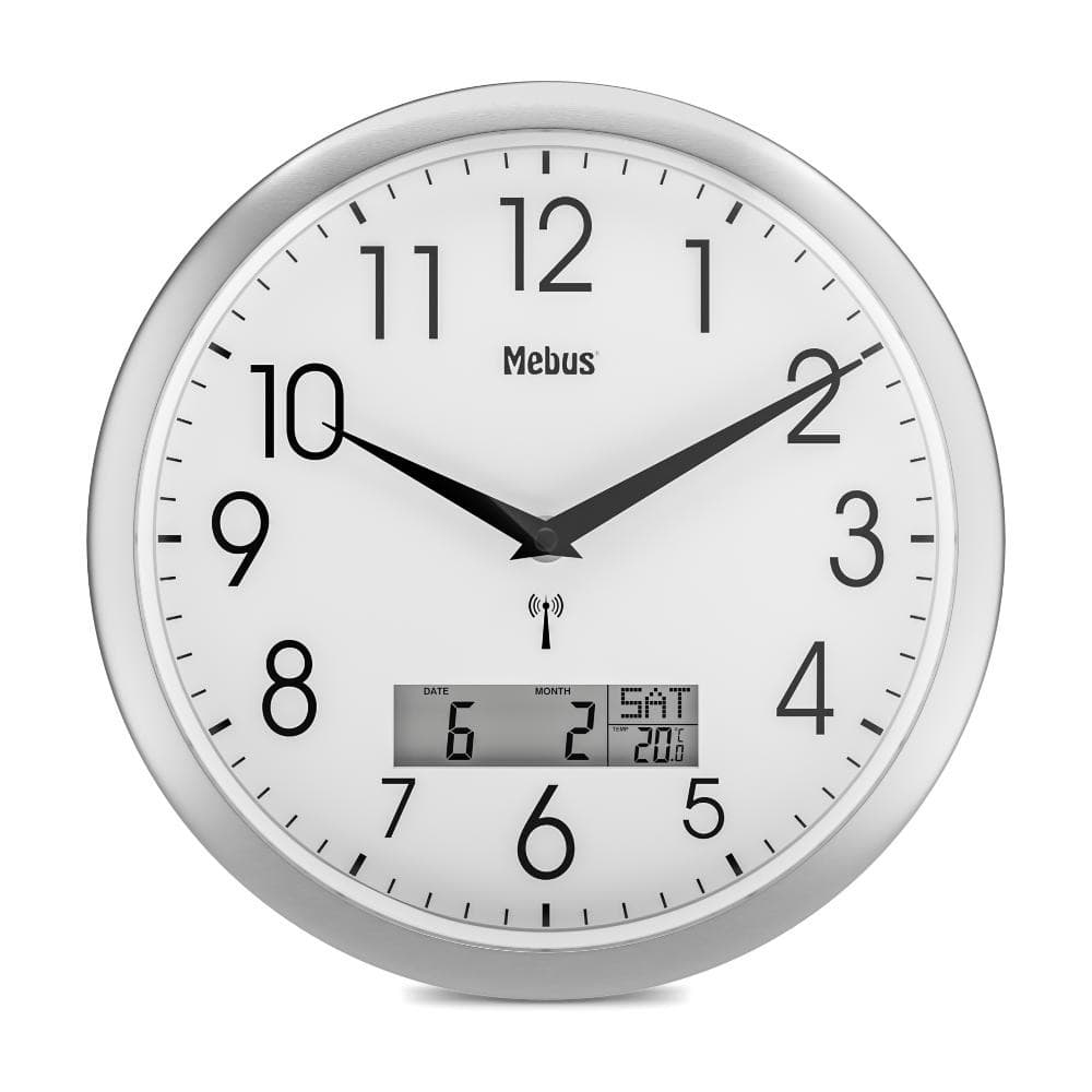Funk-Wanduhr mit digitaler Anzeige – Müller