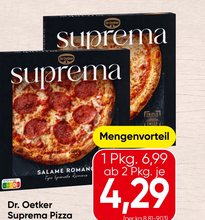 Dr. Oetker Suprema Pizza tiefgekühlt, 475-487 g – Spar