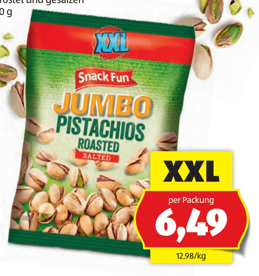 Jumbo Pistazien, 500 g Snack Fun – Hofer