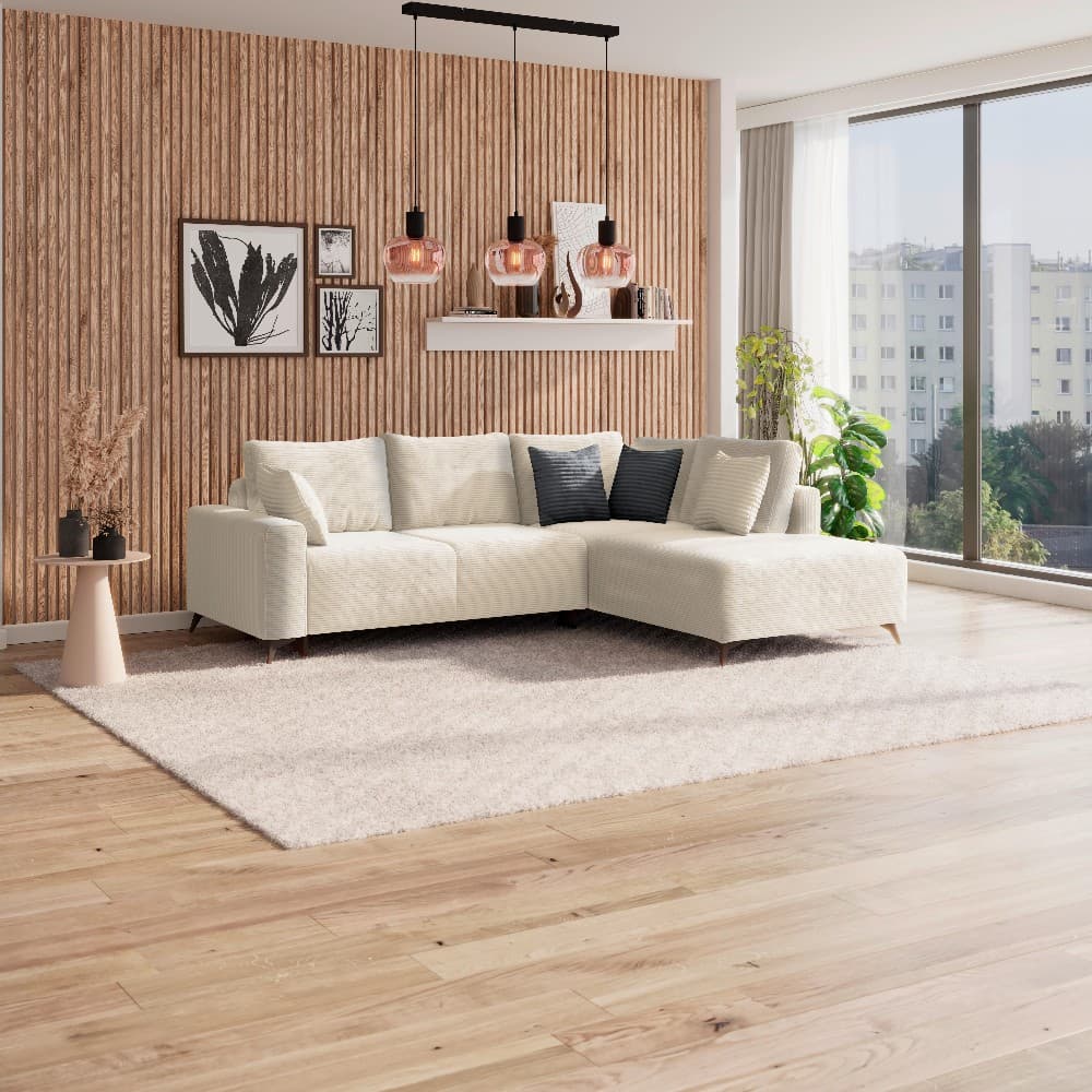 Ecksofa Cordstoff Creme ca. 270x212 cm Angebot bei Möbelix