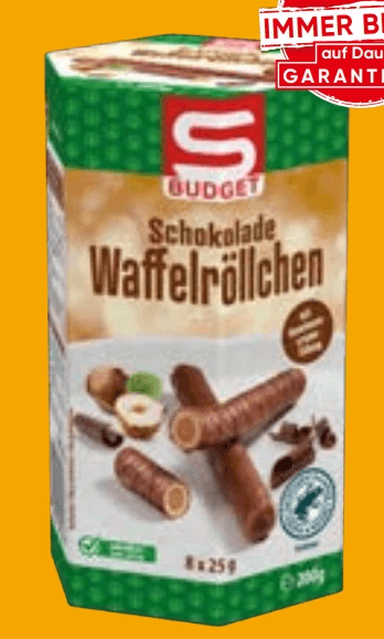 S-BUDGET Schokolade Waffelröllchen, 8 x 25 g – Spar