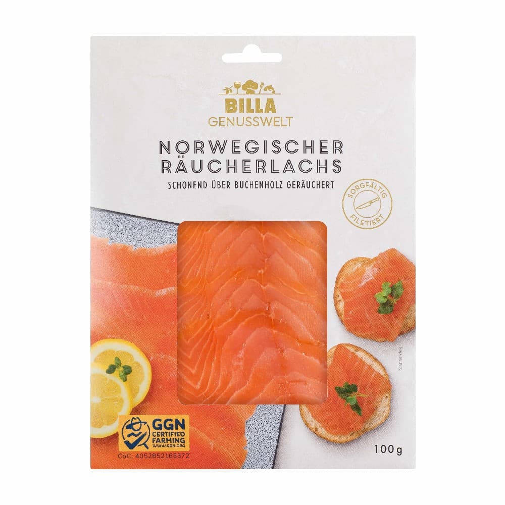 BILLA Genusswelt Norwegischer Räucherlachs 100 g Angebot bei Billa