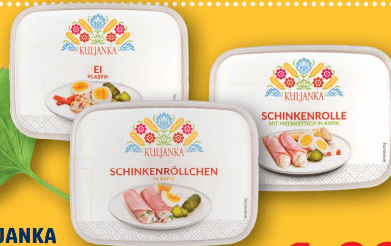Kuljanka Ei oder Schinkenröllchen in Aspik, 200 g – Lidl