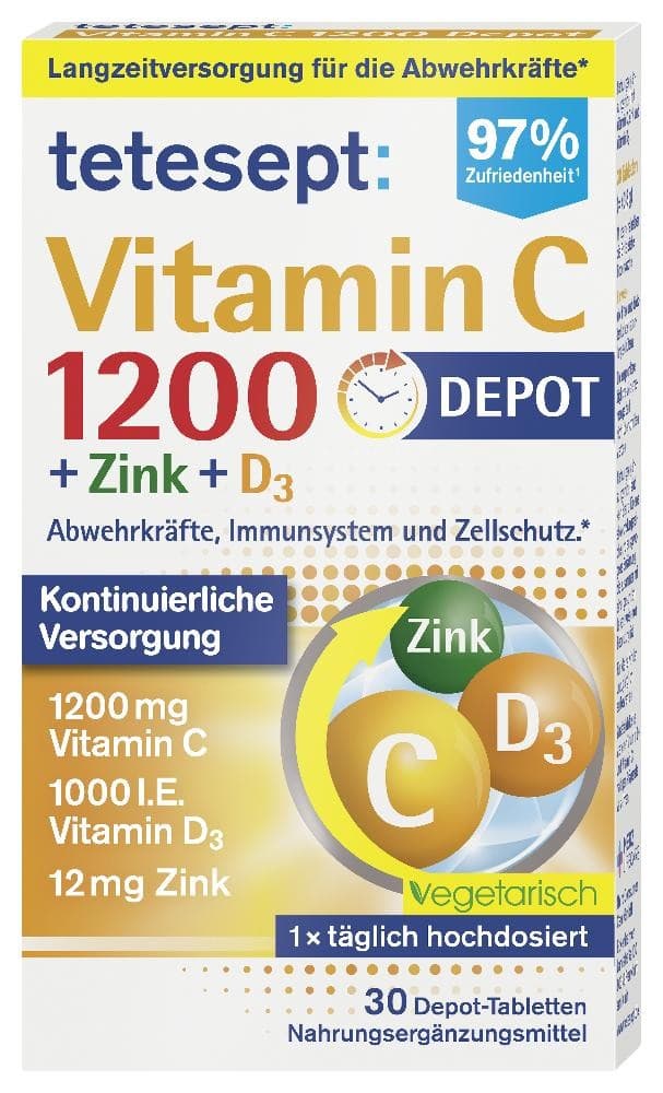 tetesept Vitamin C + Zink + D3 Tabletten, 30 Stück – Bipa