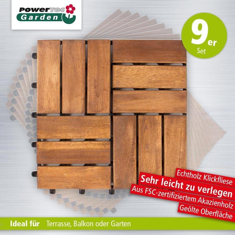 Powerfix Garden Massivholz-Klick-Fliesen 9er-Set, 9 Stk. – Norma