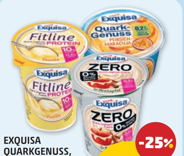 Quarkgenuss, Fitline Protein od. Zero, 400 g/500 g EXQUISA – Penny