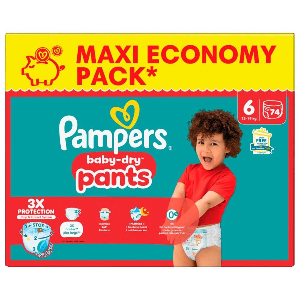 Pampers Baby-Dry Windeln/Pants, 132/112/96/86/84/76/74 Stück – Hofer