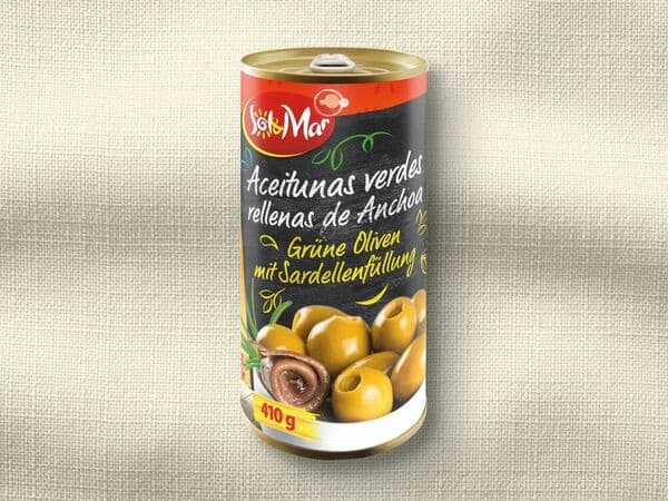 Gefüllte grüne Oliven, 410 ml; 425 ml Sol&Mar – Lidl