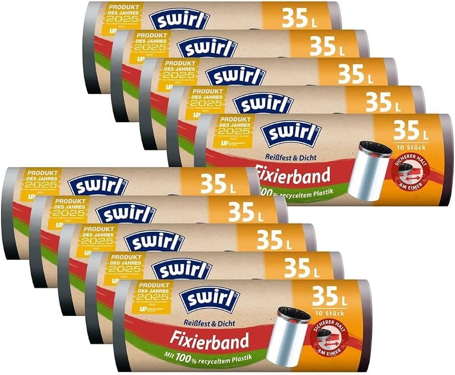 Swirl Müllbeutel mit Fixierband, 10x35 Liter – Billa Plus
