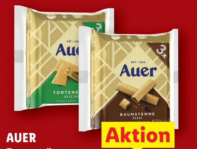 Auer Baumstämme oder Tortenecken, 3x 100 g – Lidl