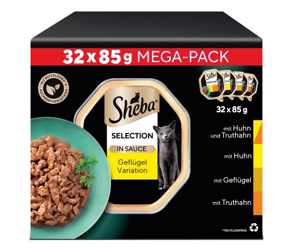 Katzennassnahrung, 32x85 g Sheba – Norma
