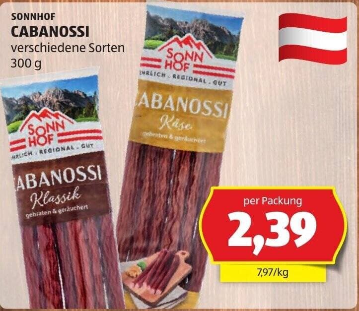 Cabanossi, 300 g SONNHOF – Hofer