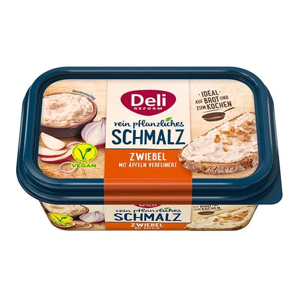 Pflanzliches Schmalz Zwiebel mit Äpfeln verfeinert oder nach Griebenart mit Kräutern 200 g Deli Angebot bei Norma