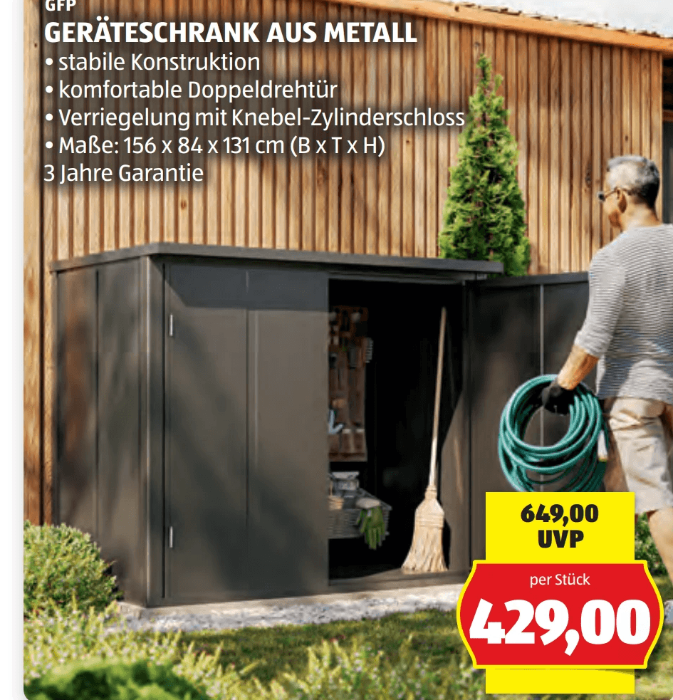Geräteschrank aus Metall, 156 x 84 x 131 cm – Hofer