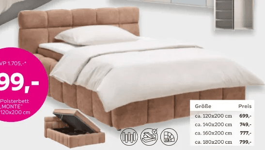 Boxspringbett „Aureno“, 160x200 cm – Mömax
