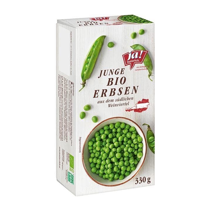 Ja! Natürlich Junge Bio-Erbsen, 330 g – Billa
