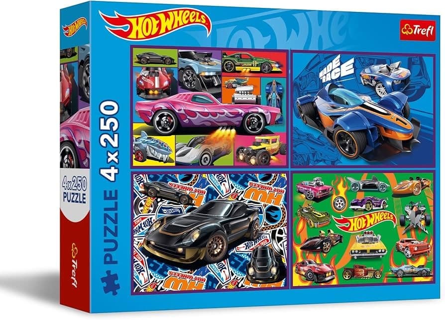 Lizenz-Puzzle 4er-Set Mattel Hot Wheels, 4 x 250 Teile – Norma