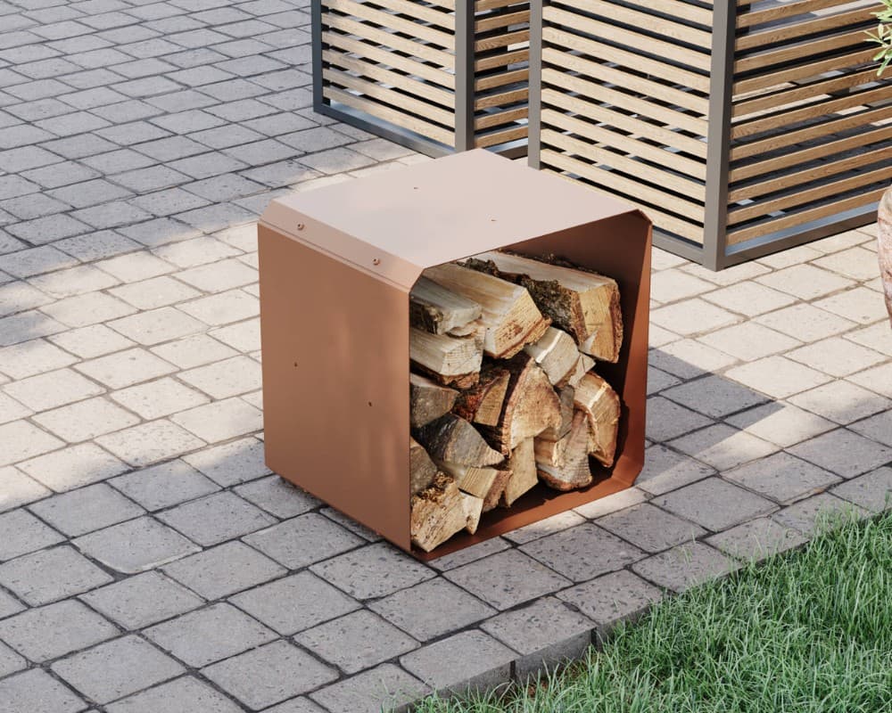 Holzlager Corten 0505, 50 x 50 x 40 cm – Hofer