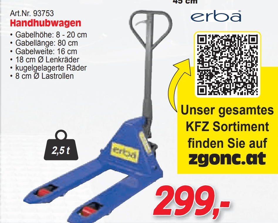 Handhubwagen, 2,5 t erba – Zgonc