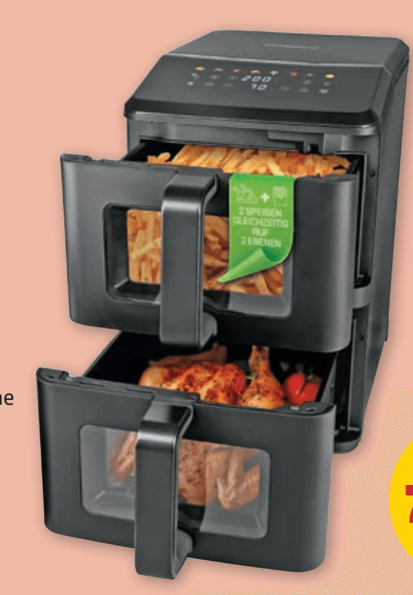 Doppelstock-Heissluftfritteuse, 2 x 5 Liter GOURMETmaxx – Penny
