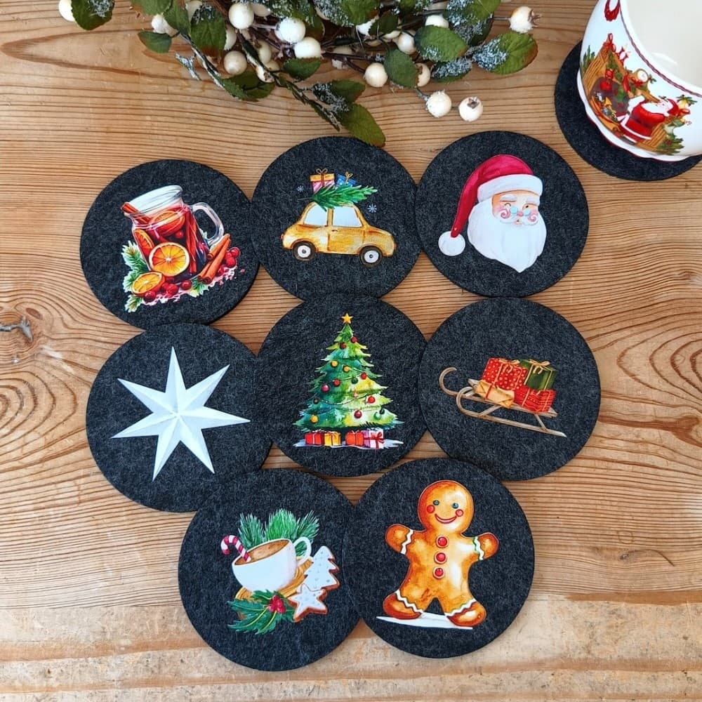 Weihnachtsdeko Filz-Untersetzer, ca. 10 cm – Norma