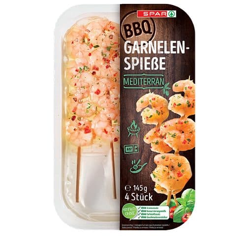 SPAR BBQ Garnelenspieße, 145 g – Spar
