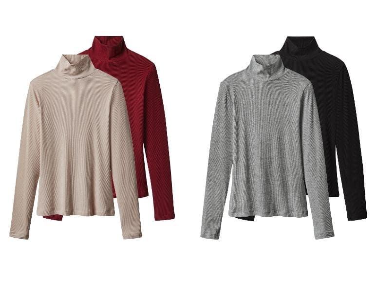 Damen Geripptes Rollkragenshirt, 2 Stück Esmara – Lidl