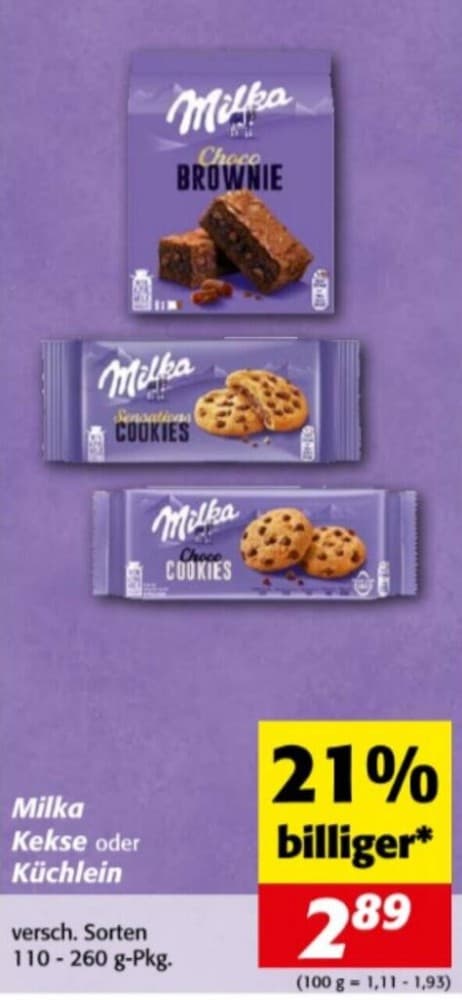 Milka Kekse div. Sorten, 110 g - 260 g – Billa