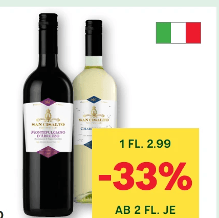 San Cisalto Soave, Pinot Grigio, Chardonnay, Montepulciano d'Abruzzo oder Chianti, 0.75 l – MPREIS