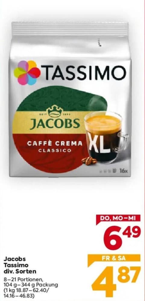 Jacobs Tassimo, 8-21 Portionen, 104 g – 344 g – Billa Plus