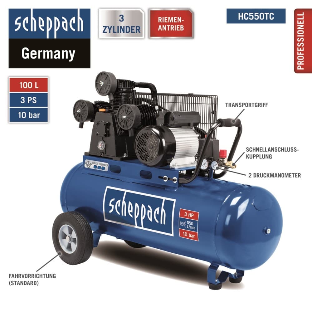 3-Zylinder-Kompressor HC550TC, 100 Liter SCHEPPACH – Zgonc